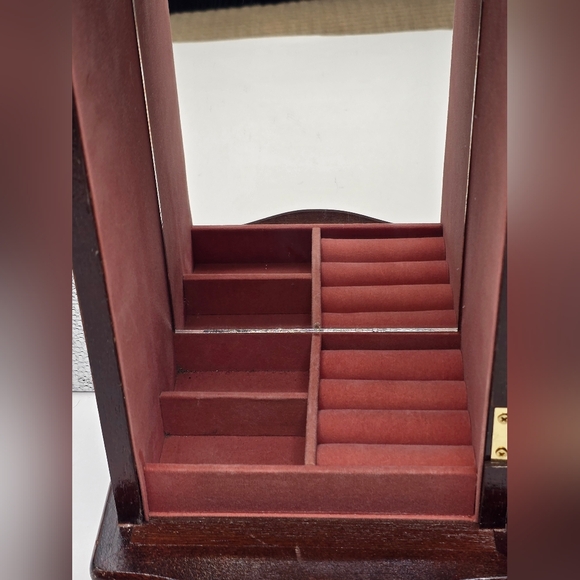 Vintage Wal-Mart Wooden Glass Diamond Pattern Door Jewerly Cabinet Armoire Box - Picture 12 of 17